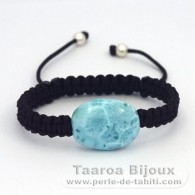 Bracelete em Nylon e 1 Larimar - 16 x 21 x 8.1 mm - 4.6 gr