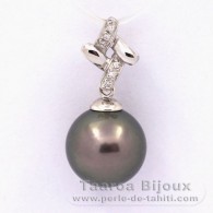 Pingente em Prata e 1 Prola do Tahiti Redonda C 11.7 mm