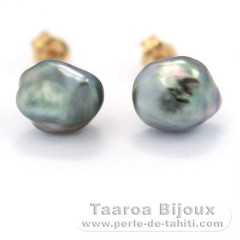 Brincos em Ouro 18K e 2 Keishis do Tahiti