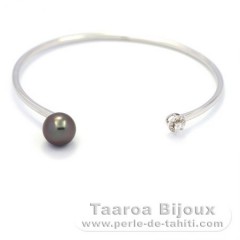 Pulseira em Prata e 1 Prola do Tahiti Redonda C 8.8 mm