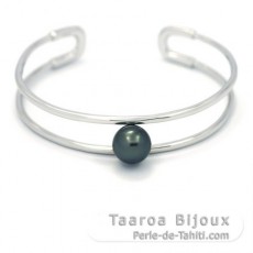 Pulseira em Prata e 1 Prola do Tahiti Redonda B 9.5 mm