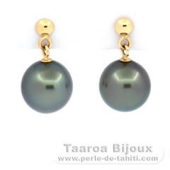 Brincos em Ouro 18k e 2 Prolas do Tahiti Semi-Redondas B 8.2 mm