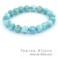 Pulseira de 20 prolas de Larimar - 9.5 a 9.8 mm - 16 cm - 26.2 gr