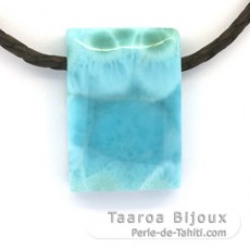 Colar em Couro e 1 Larimar - 32 x 23 x 9 mm - 15.5 gr