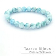 Pulseira de 22 prolas de Larimar - 8 a 8.4 mm - 15 cm - 18 gr