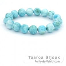 Pulseira de 17 Prolas de Larimar - 11.7 a 12.2 mm - 17 cm - 41.3 gr