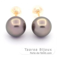 Brincos em Ouro 18K e 2 Prolas do Tahiti Redondas B/C 9.2 mm