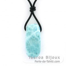 Colar em Couro e 1 Larimar - 34 x 15 x 8 mm - 8.4 gr