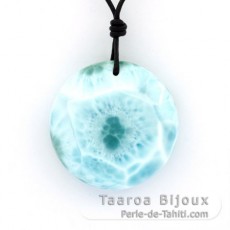 Colar em Couro e 1 Larimar - 31 x 11 mm - 19 gr