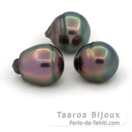 Lote de 3 Prolas do Tahiti Aneladas C de 11 a 11.4 mm