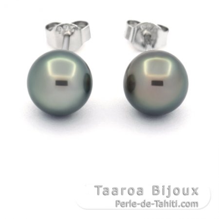 Brincos em Prata e 2 Prolas do Tahiti Redondas C 8.3 mm