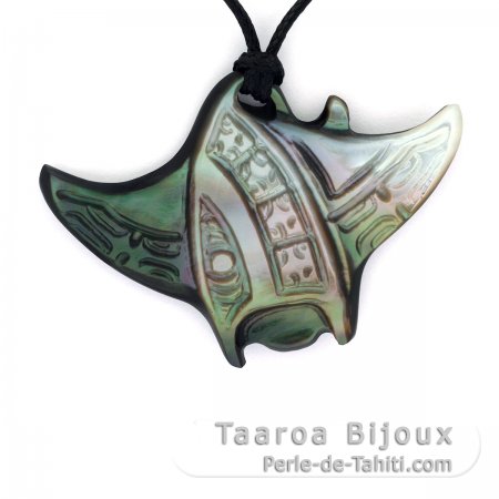 Pingente de Raio Manta em Madreprola do Tahiti