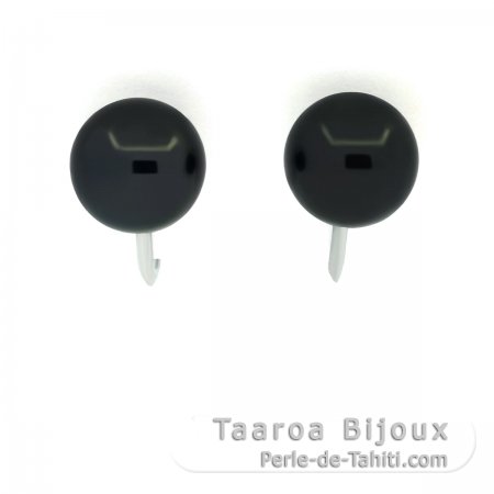 Brincos em Prata e 2 Prolas do Tahiti Redondas C 7.8 mm