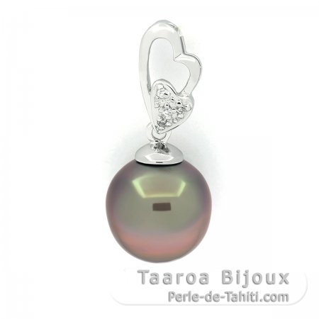 Pingente em Prata e 1 Prola do Tahiti Semi-Barroca C 10.5 mm