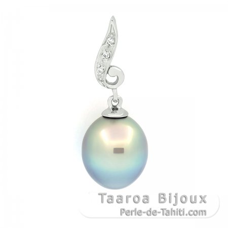 Pingente em Prata e 1 Prola do Tahiti Semi-Barroca B 9.4 mm