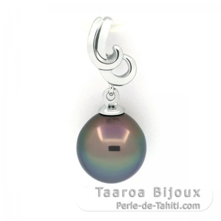 Pingente em Prata e 1 Prola do Tahiti Semi-Barroca C 9.4 mm