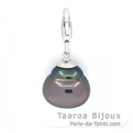 Pingente em Prata e 1 Prola Tahiti Anelada B/C 12 mm