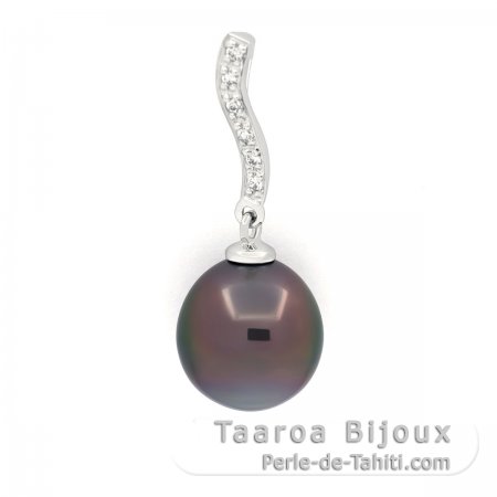 Pingente em Prata e 1 Prola do Tahiti Semi-Barroca C 10 mm