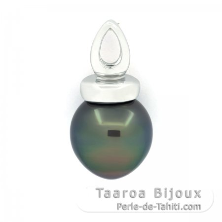 Pingente em Prata e 1 Prola do Tahiti Semi-Barroca B 11.1 mm