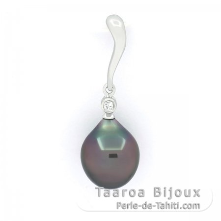 Pingente em Prata e 1 Prola do Tahiti Semi-Barroca B 10.1 mm