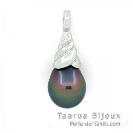 Pingente em Prata e 1 Prola do Tahiti Semi-Barroca B 9.4 mm