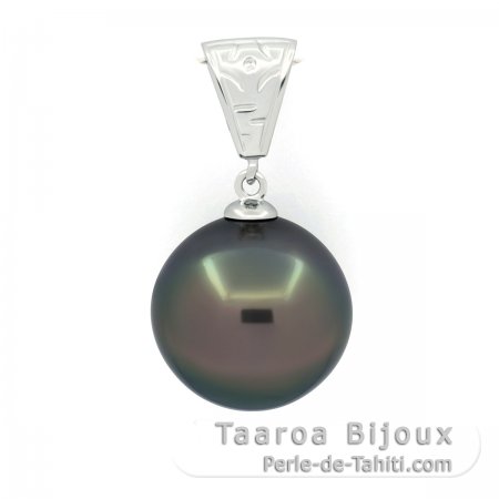 Pingente em Prata e 1 Prola do Tahiti Semi-Barroca C 14.6 mm