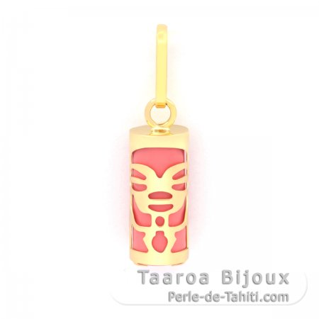 Pingente em Ouro 18K e gata Rosa - 10 mm - Mana