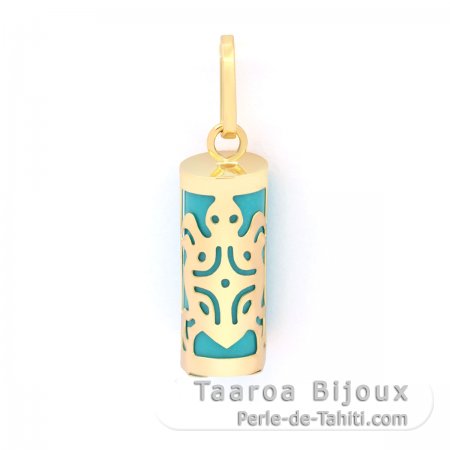 Pingente em Ouro 18K e Turquesa - 12 mm - Tartaruga