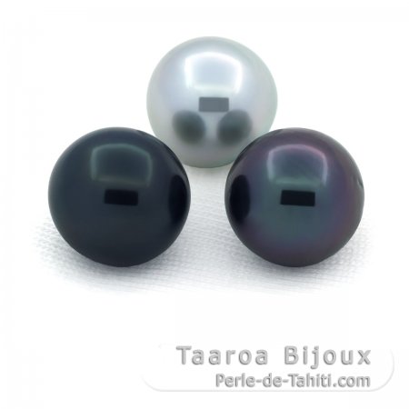 Lote de 3 Prolas do Tahiti Semi-Barrocas C/D de 10 a 10.2 mm