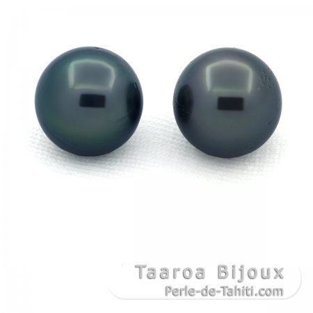 Lote de 2 Prolas do Tahiti Semi-Redondas D de 10.2 mm