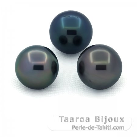 Lote de 3 Prolas do Tahiti Redondas D de 10 a 10.3 mm