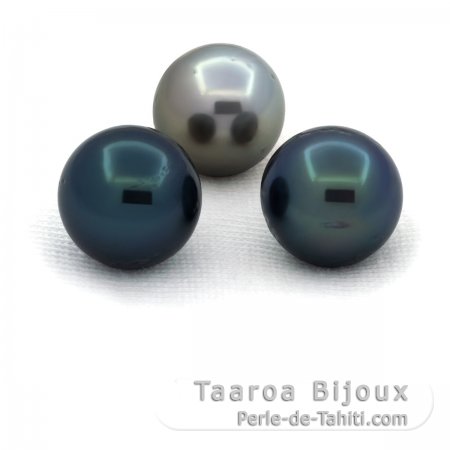 Lote de 3 Prolas do Tahiti Redondas D de 9.5 a 9.7 mm