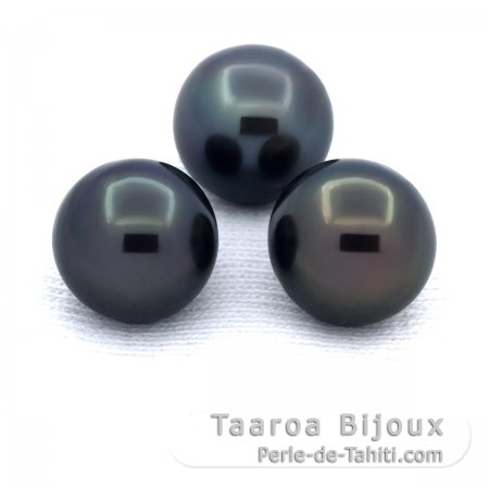 Lote de 3 Prolas do Tahiti Semi-Redondas C/D de 10 mm