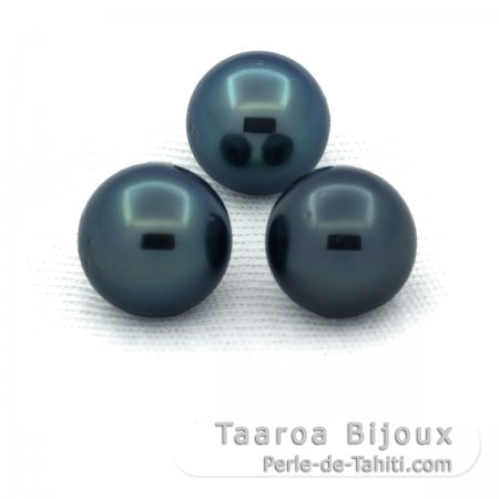 Lote de 3 Prolas do Tahiti Redondas D de 9.5 a 9.7 mm