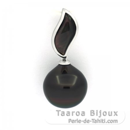 Pingente em Prata e 1 Prola do Tahiti Semi-Barroca B/C 11.8 mm