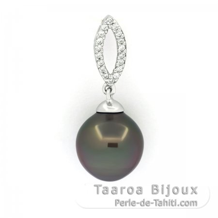 Pingente em Prata e 1 Prola do Tahiti Semi-Barroca C 11.2 mm
