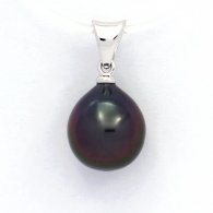 Pingente em Ouro branco 18K e 1 Prola do Tahiti Semi-Barroca A 9.3 mm