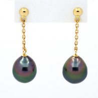 Brincos em Ouro 18K e 2 Prolas do Tahiti Semi-Barrocas B 8.1 mm