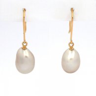 Brincos em Ouro 18K e 2 Keishis do Tahiti