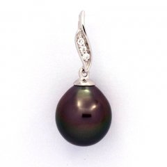 Pingente em Prata e 1 Prola do Tahiti Semi-Barroca B 9.4 mm
