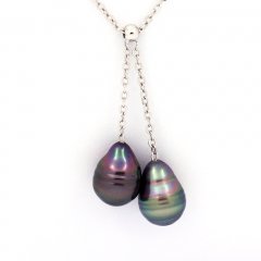 Colar em Prata e 2 Prolas do Tahiti Aneladas C 8.8 mm