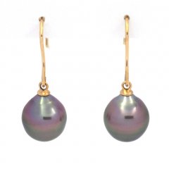 Brincos em Ouro 18K e 2 Prolas do Tahiti Semi-Barrocas B 9.7 mm