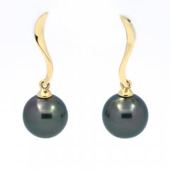 Brincos em Ouro 18K e 2 Prolas do Tahiti Redonda B 8.6 mm
