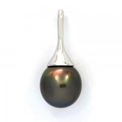 Pingente em Prata e 1 Prola do Tahiti Semi-Barroca B 12.5 mm
