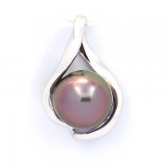 Pingente em Ouro branco 14k e 1 Prola Tahiti Redonda AB 9.4 mm