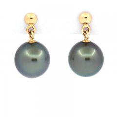 Brincos em Ouro 18k e 2 Prolas do Tahiti Semi-Redondas B 8.2 mm