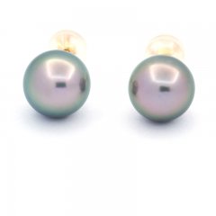 Brincos em Ouro 18K e 2 Prolas do Tahiti Redonda B 8.8 mm