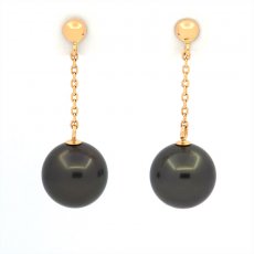 Brincos em Ouro 18K e 2 Prolas do Tahiti Redondas A & B 8.4 mm
