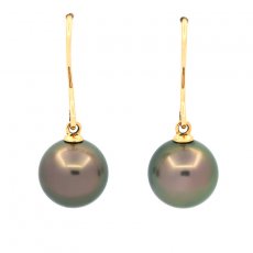 Brincos em Ouro 18K e 2 Prolas do Tahiti Redondas B 9.6 mm