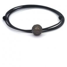 Colar em Couro e 1 Prola do Tahiti Gravada 12.6 mm